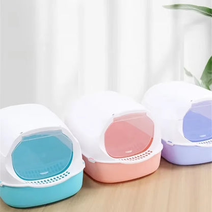 Kitty Sandbox Cat Litter Box Semi-Enclosed Splashproof Cat Tray Cat Toilet Cleaning Basin Supplies Pet Toilet Kitten Tray Bedpan