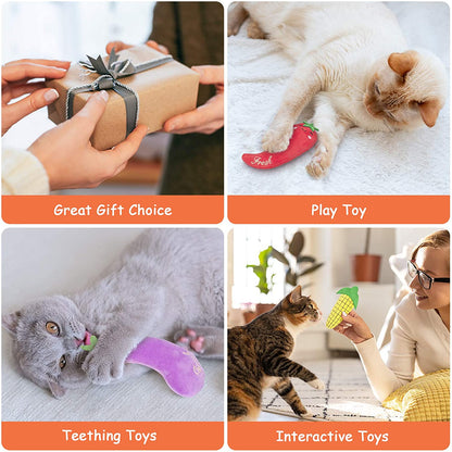 Catnip Toys - Interactive Cat Pillows, Chew Toys with Catnip for Indoor Cats and Kittens