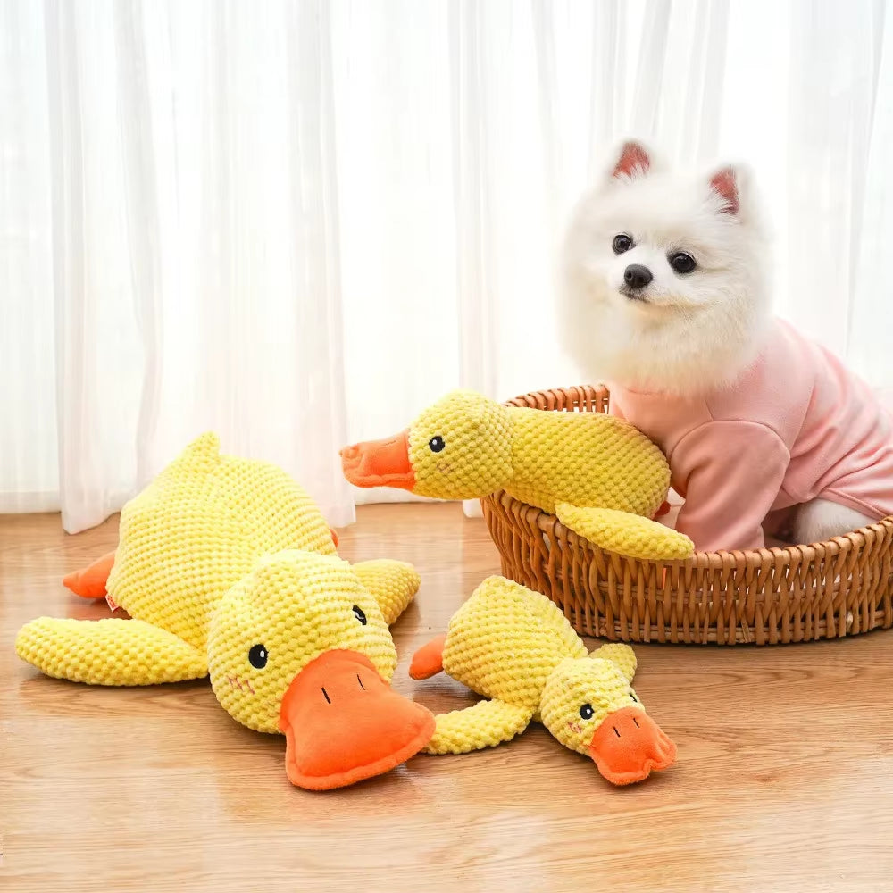 Pet Plush Toy Dog Calming Duck Stuffed Duck Toys Chew Toy Squeaky for Puppy Pet Teeth Cleaning Chew Pillow Toy Pet Supplies